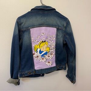 GAP Blue and Purple Jean Jacket with Vintage Animated Design